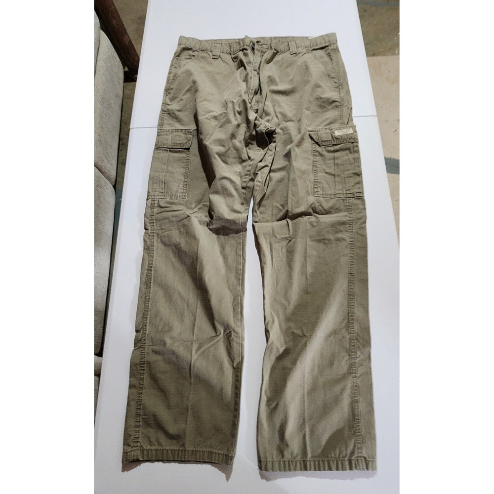 Wrangler Cargo Pants Men's 38x32 Khaki Tan 100% Cotton‎ Utility Workwear Farm